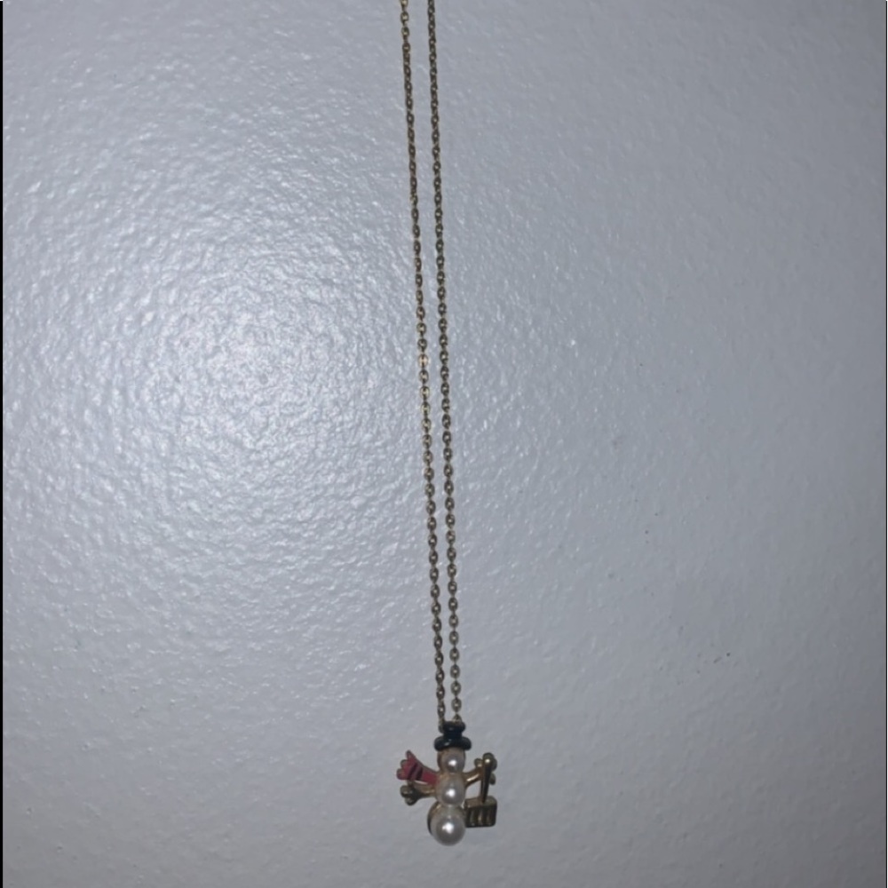 Cute gold snowman necklace